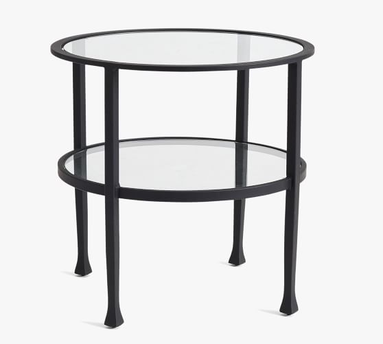 Tanner 24 Round End Table Pottery Barn, Black And White Round End Table