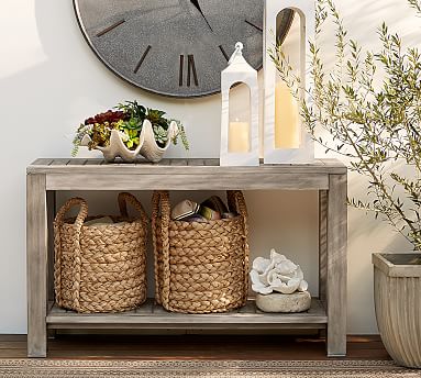 Indio Fsc Eucalyptus Console Table Pottery Barn Indio Fsc Eucalyptus Console Table, Console Table With Storage Boxes