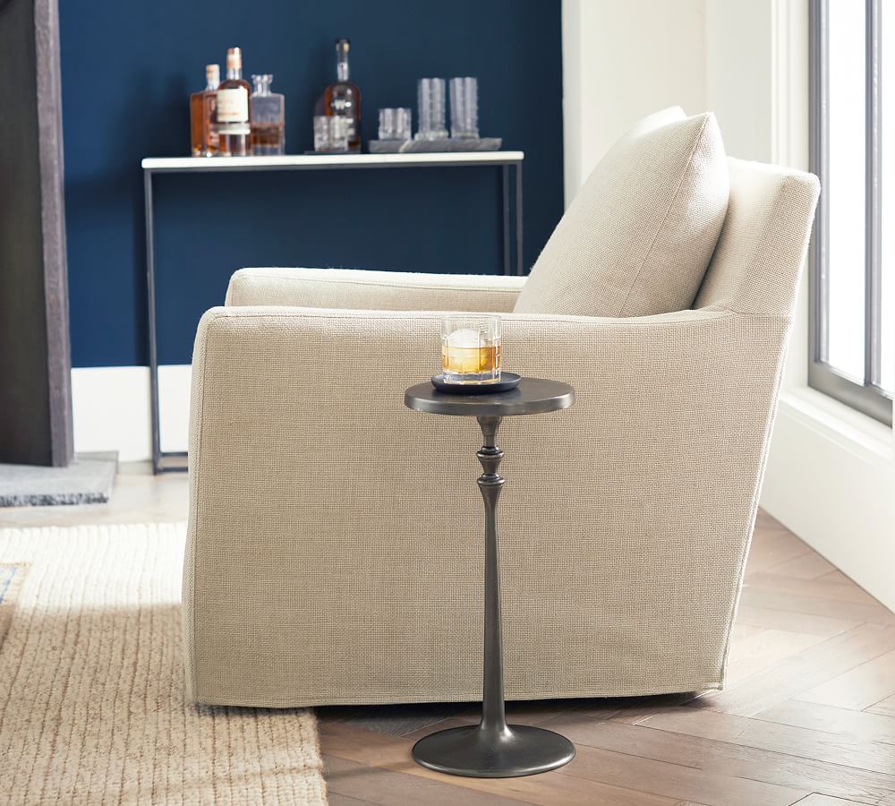 Ayden Square Arm Slipcovered Swivel Glider | Pottery Barn