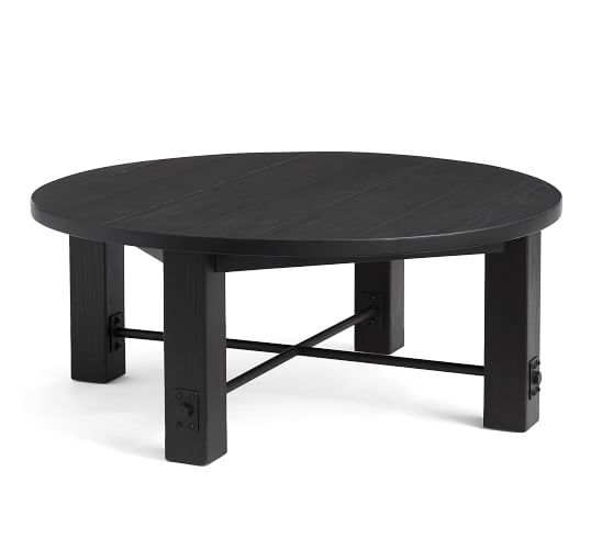 Benchwright 42 Round Coffee Table, Round Black Wood Coffee Table