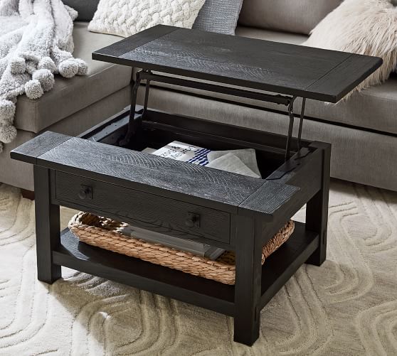 Benchwright 36 Lift Top Coffee Table, Leather Lift Top Coffee Table
