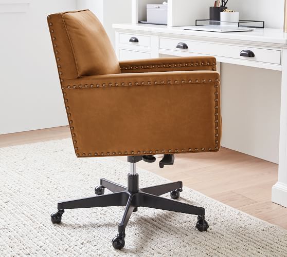Tyler Leather Swivel Desk Chair, Leather Office Chair