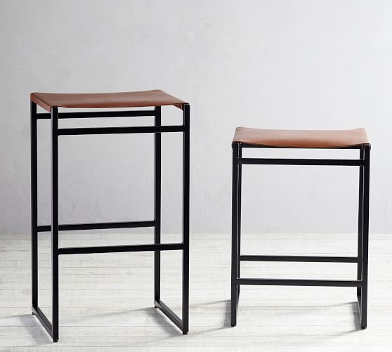 Hardy Backless Leather Bar Counter, Leather Counter Stools