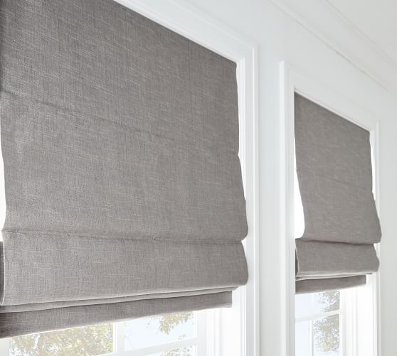 Custom Emery Linen Cordless Roman Blackout Shade Pottery Barn