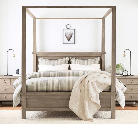 Farmhouse Canopy Bed Wooden Beds, King Size Canopy Bed With Storage