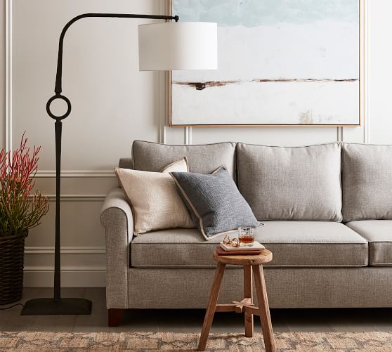 Easton Forged Iron Sectional Floor Lamp Pottery Barn Easton Forged Iron Sectional Floor Lamp, Floor Lamps Behind Sectional Sofas