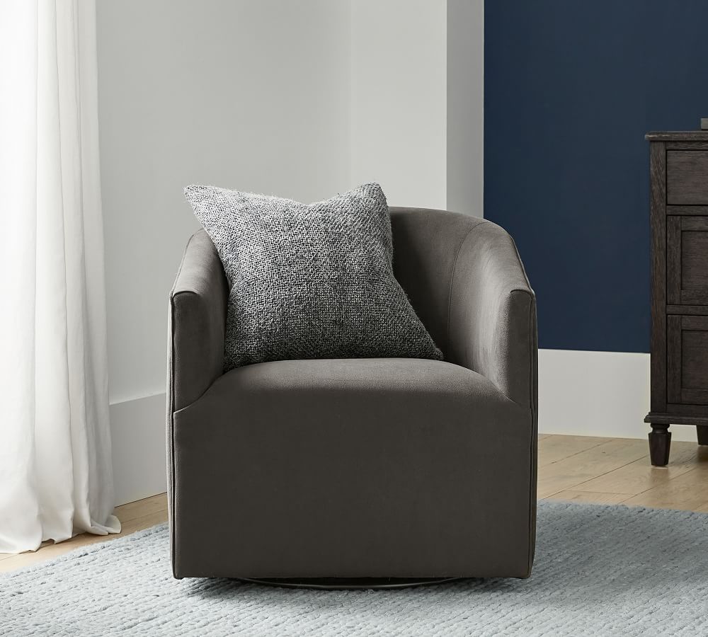 Baldwin Upholstered Swivel Armchair | Pottery Barn