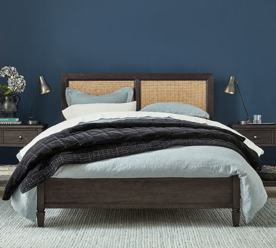 Sausalito Bed Wooden Beds Pottery Barn, Grain Wood Furniture Montauk Queen Solid Panel Bed Rustic Grey