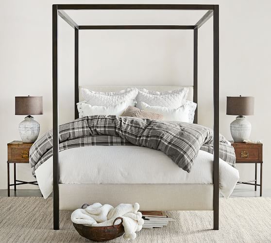 Atwell Metal Canopy Bed Pottery Barn, Knox Queen Metal Panel Bed