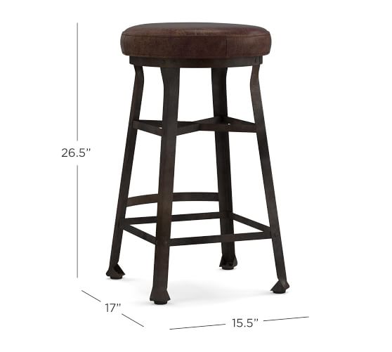 Decker Leather Seat Bar Stool Pottery, Bar Stool Leather Seat