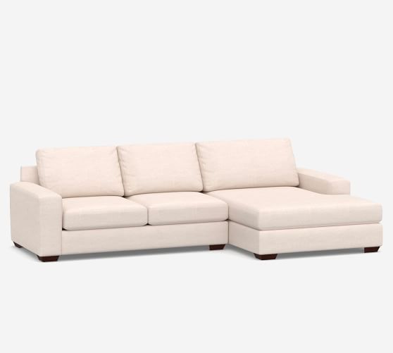 Big Sur Square Arm Upholstered Sofa, Double Wide Leather Chaise Lounge