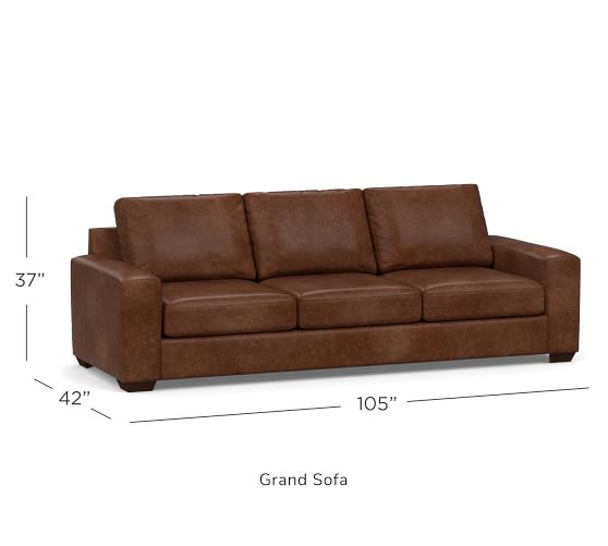 Big Sur Square Arm Leather Sofa, Square Arm Leather Sofa