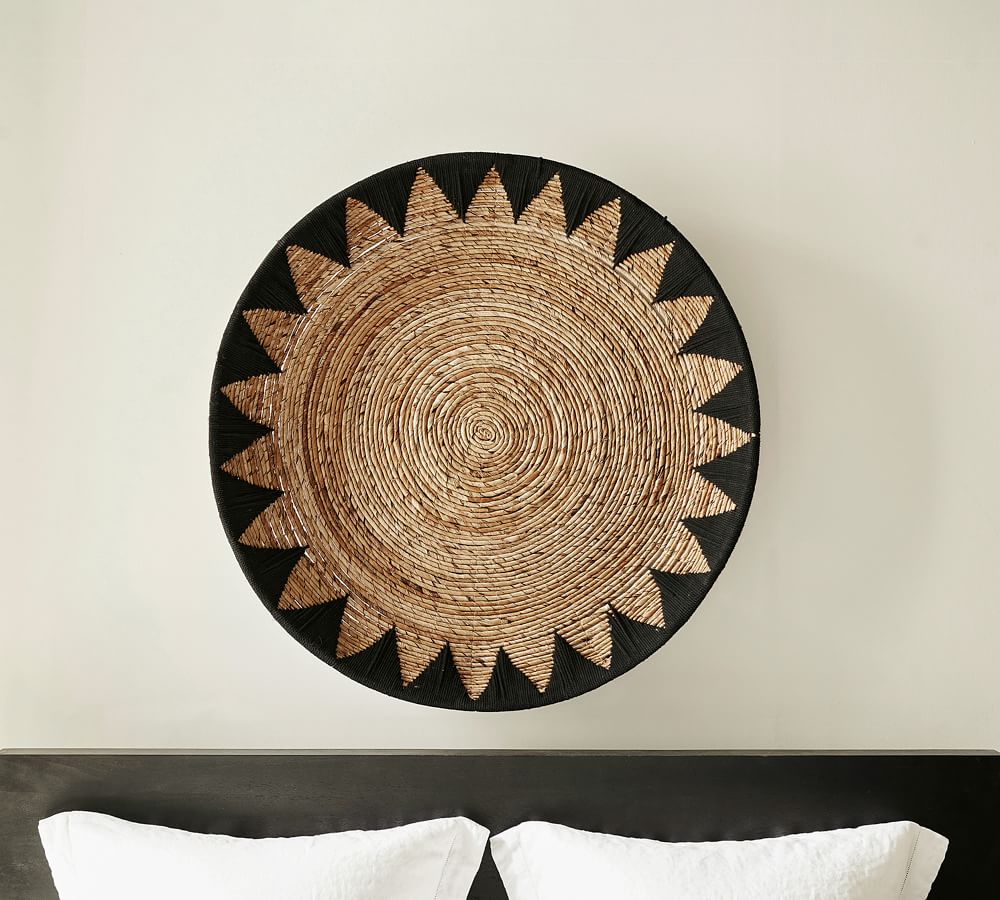 Sunny Handwoven Basket Wall Art - Black | Pottery Barn