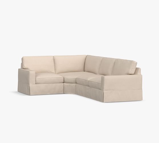 Pb Comfort Square Arm Slipcovered 3 Piece Sectional With Wedge Pottery Barn