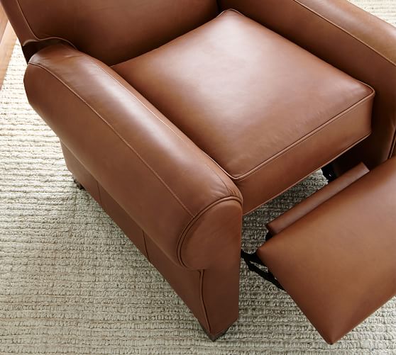 Manhattan Leather Recliner Pottery Barn, Light Brown Leather Recliner Couch