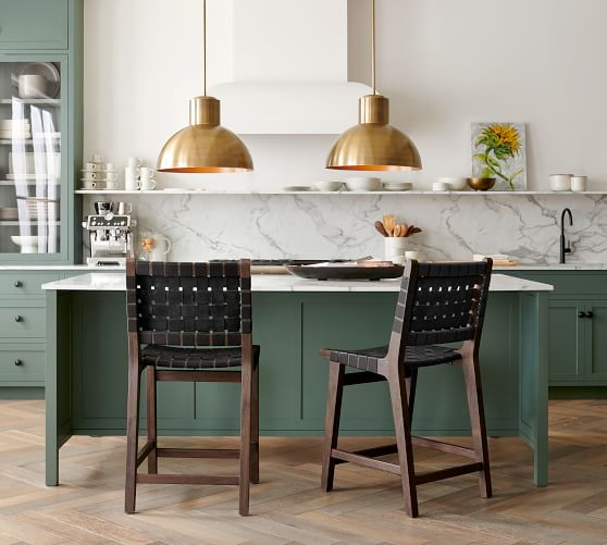 Fenton Woven Leather Bar & Counter Stools Pottery Barn