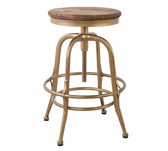 Leary Reclaimed Wood Swivel Counter, Distressed Wood Bar Stools
