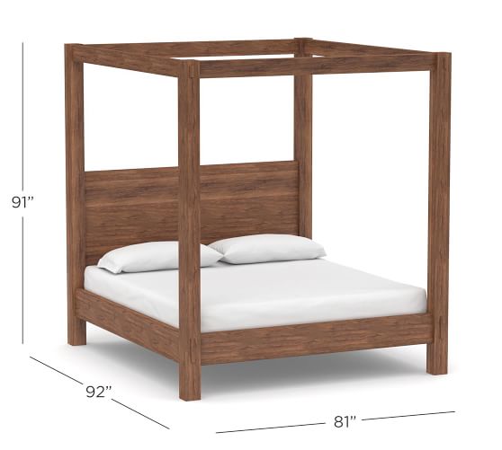 Menlo Reclaimed Teak Canopy Bed, Canopy Bed Frame Only