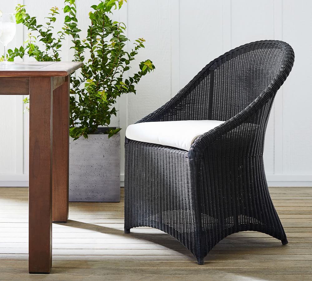 Palmetto Indoor/Outdoor AllWeather Wicker Dining Chair, Black