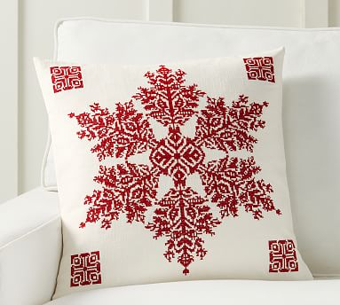 red snowflake pillow