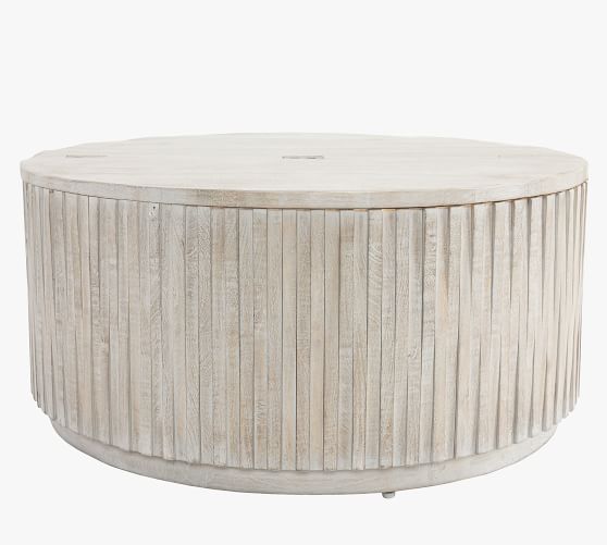 Coloma 40 Round Storage Coffee Table, Round White Side Table With Storage