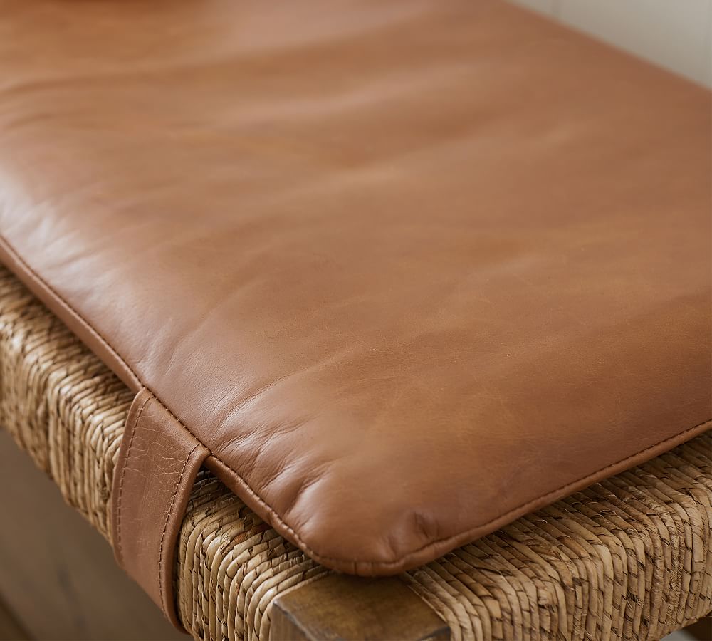 brown leather bench cushion