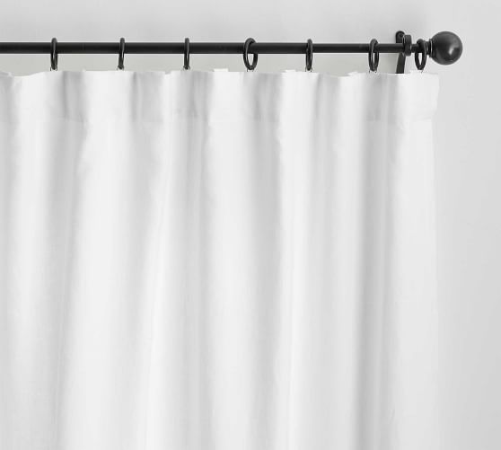 Custom Belgian Flax Linen Rod Pocket, White And Silver Curtains