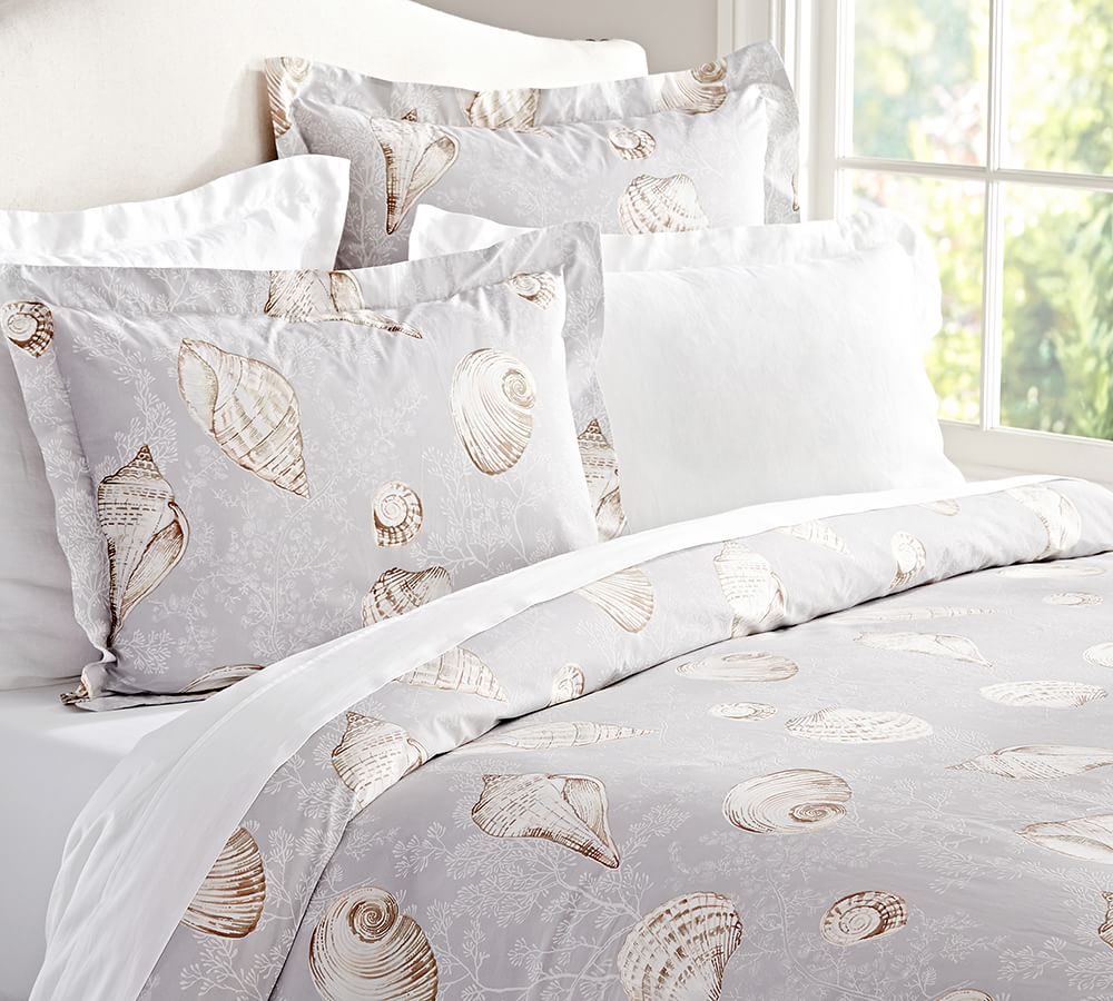 Summer Seashell Organic Patterned Duvet Cover & Sham Pottery Barn