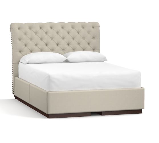Chesterfield Tufted Upholstered Storage, Pottery Barn Bed Frames With Storage