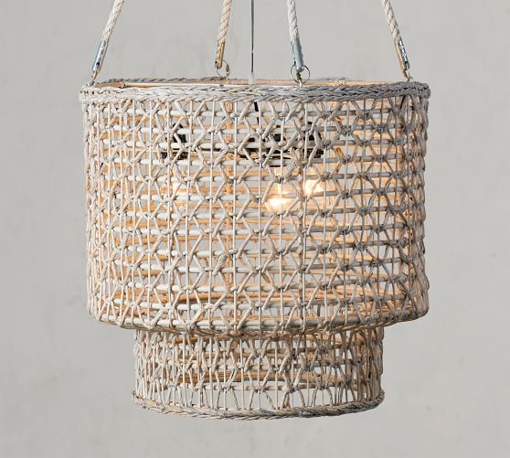 Open Weave Rattan Tiered Pendant Pottery Barn - Tiered Rattan Pendant