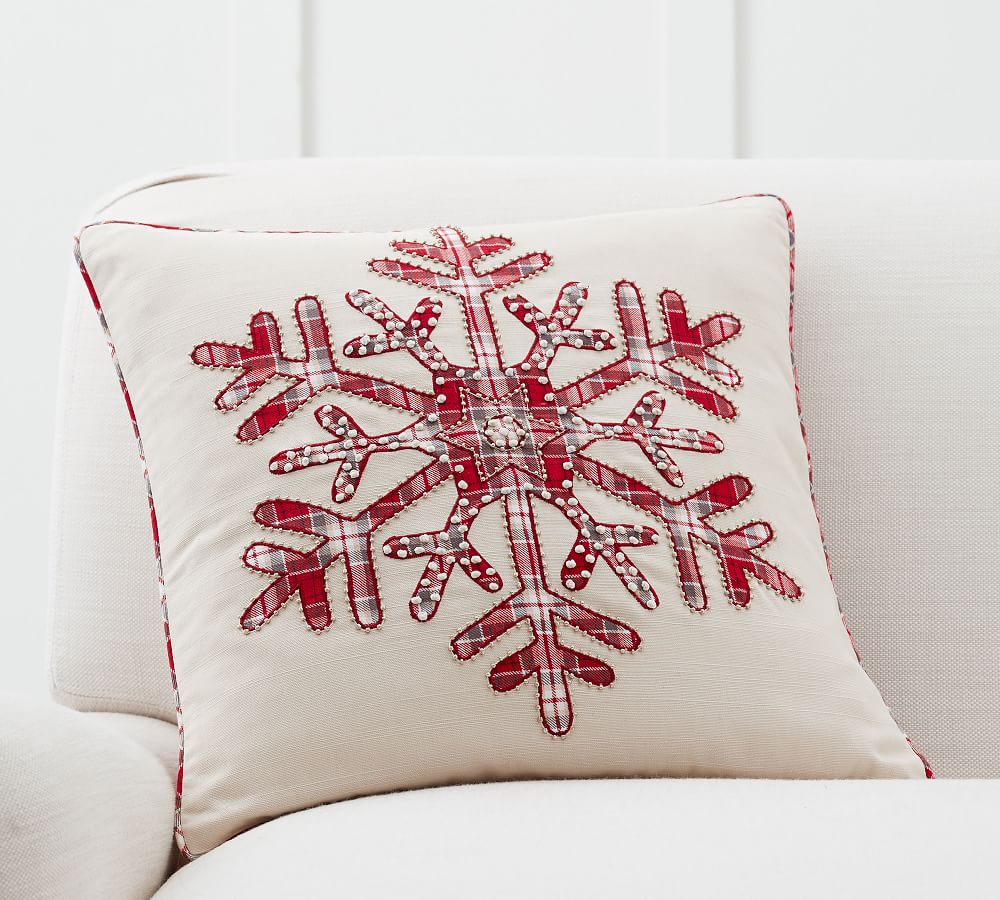 red snowflake pillow