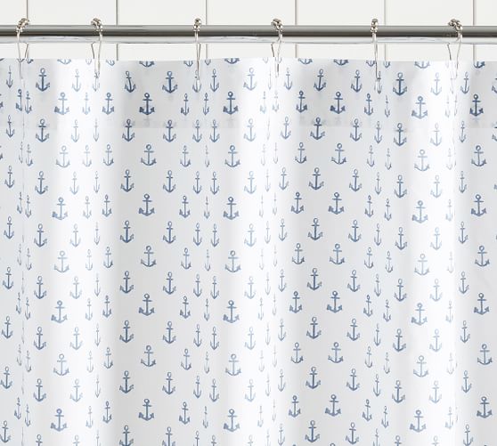 Anchor Printed Shower Curtain Pottery, Anchor Bathroom Shower Curtain