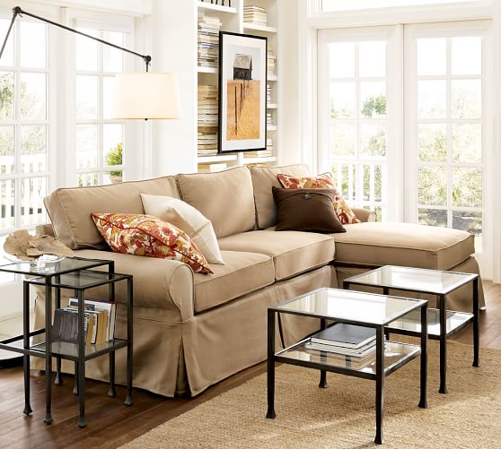 Pb Basic Slipcovered Sofa With Chaise Sectional Pottery Barn Pb Basic Slipcovered Sofa With, Pottery Barn Sectional Sofa Slipcovers