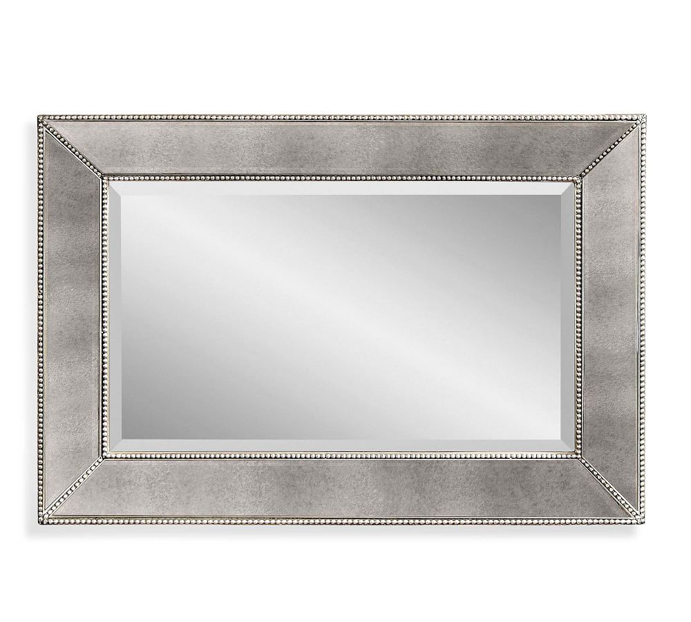Beveled Glass Beaded Rectangular Wall Mirror Small Pottery Barn Beveled Glass Beaded Rectangular Wall, White Vintage Mirror Small