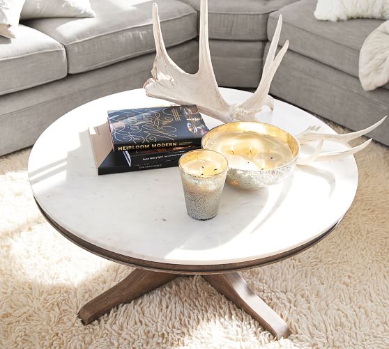 Alexandra 39 Round Marble Coffee Table, Round Coffee Table Pottery Barn