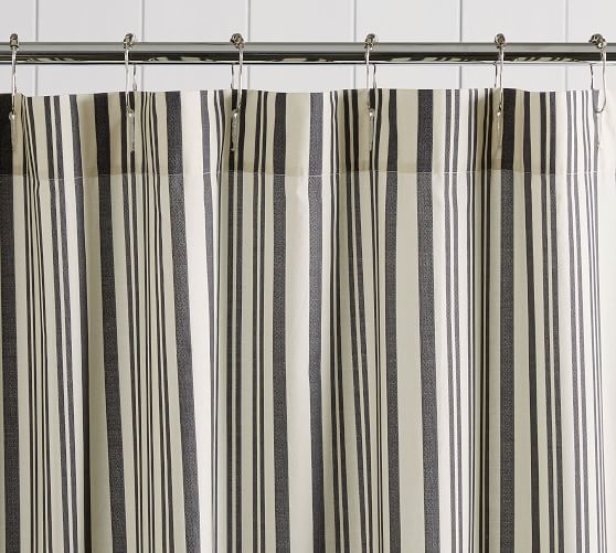 Antique Stripe Organic Shower Curtain, Pottery Barn Ruffle Shower Curtain