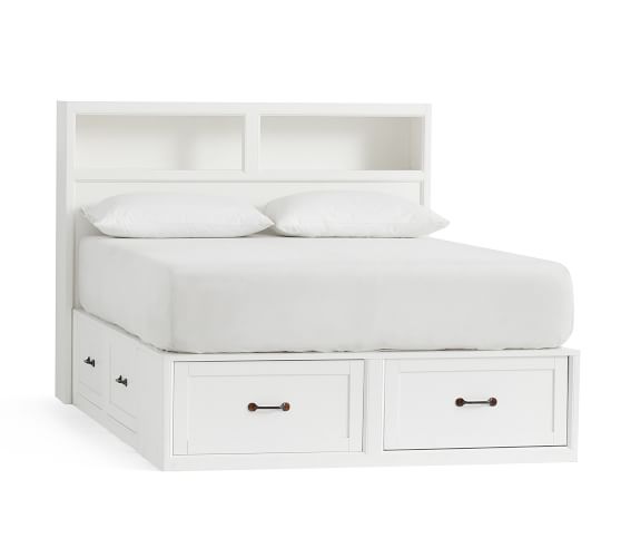 Stratton Storage Bed Headboard, Full Bed Frame With Storage White
