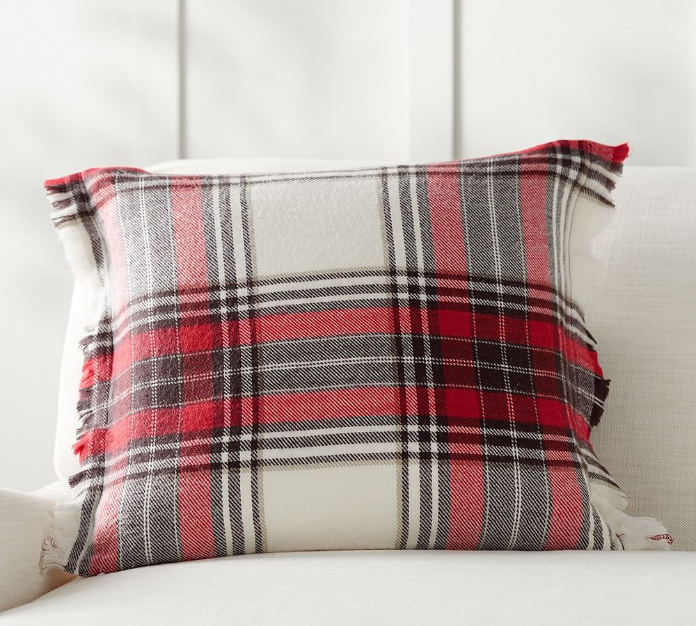 red plaid pillow covers