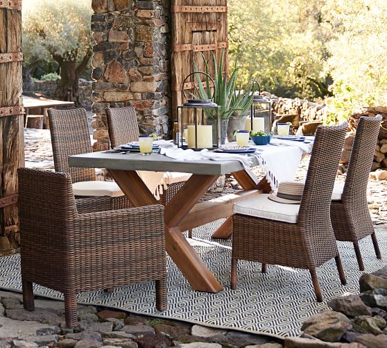 Abbott Indoor Outdoor 84 Concrete Fsc Acacia Dining Table Pottery Barn - Concrete Patio Dining Set