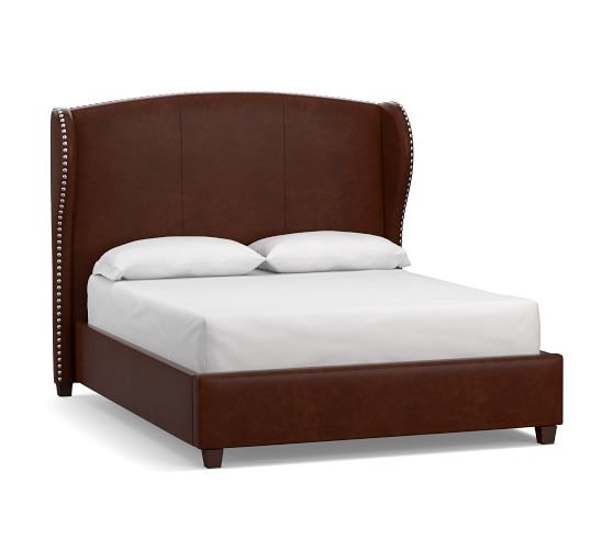 Raleigh Wingback Leather Bed, Wingback King Size Bed