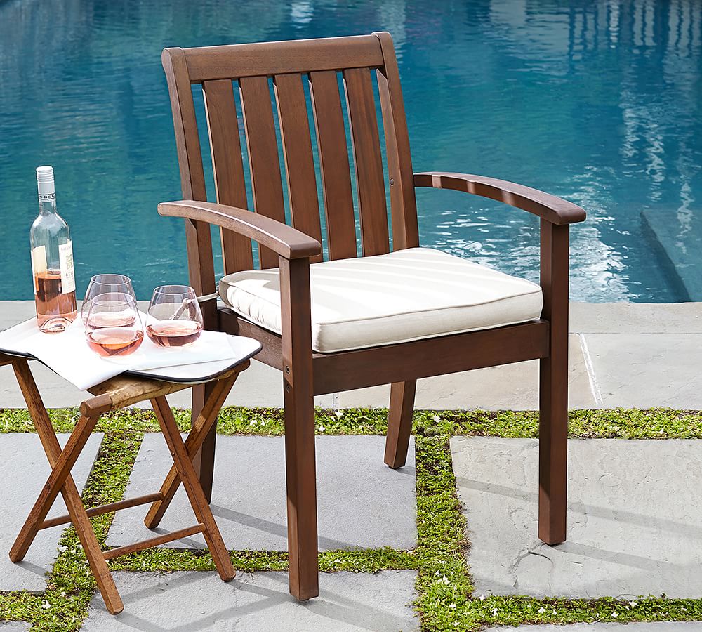 Sunbrella® Piped Outdoor Dining Chair Cushion | Pottery Barn