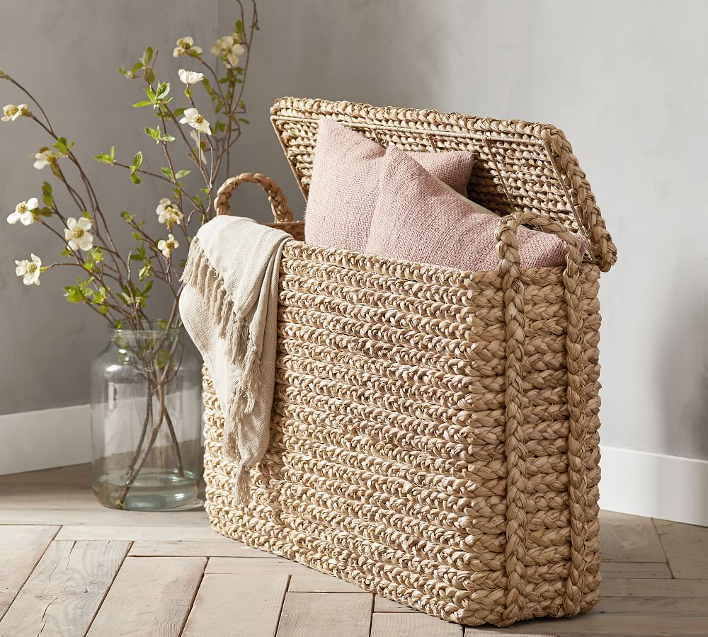 pottery barn changing table with baskets