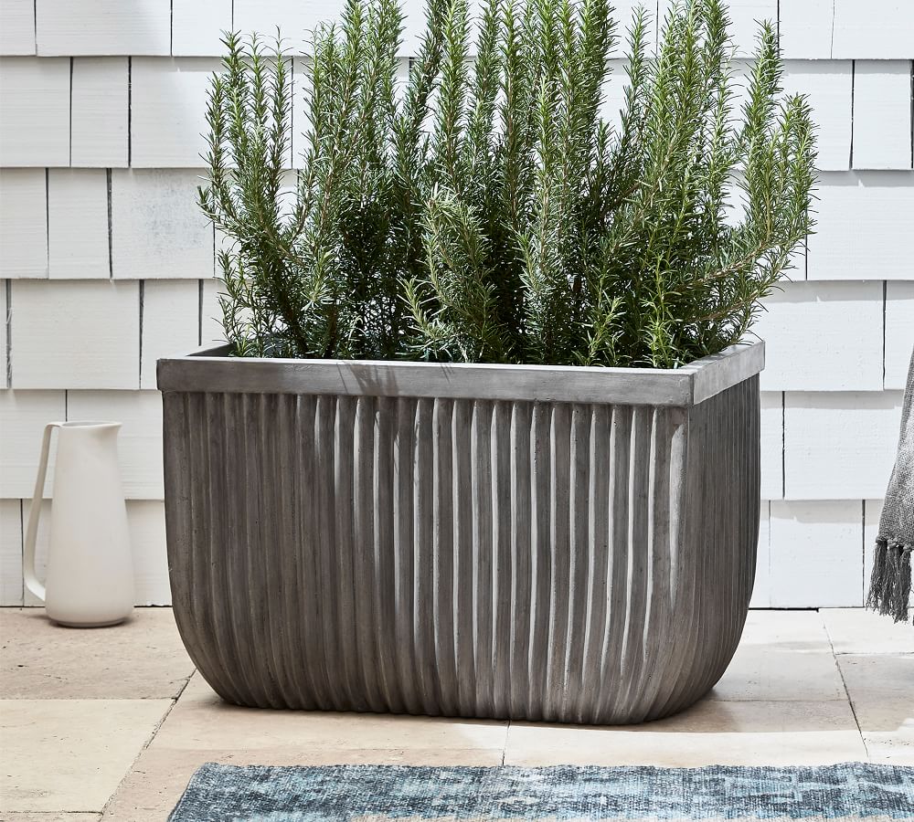 Concrete Fluted Planter Grey Pottery Barn