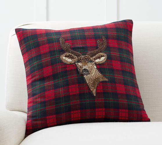 plaid deer pillow