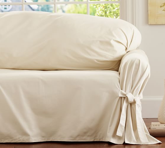 Tie Arm Loose Fit Slipcover Twill, Pottery Barn Sofa Slipcovers