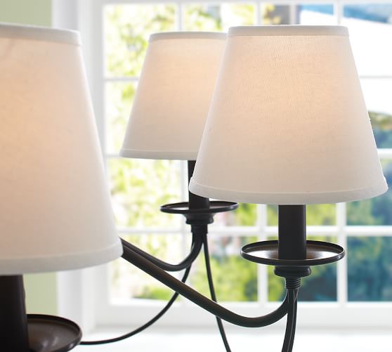 Linen Chandelier Shades Set Of 3, Chandelier With Individual Lamp Shades Pottery Barn