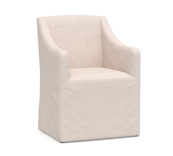 Classic Slope Dining Armchair Slipcover, Chair Covers For Dining Chairs With Arms