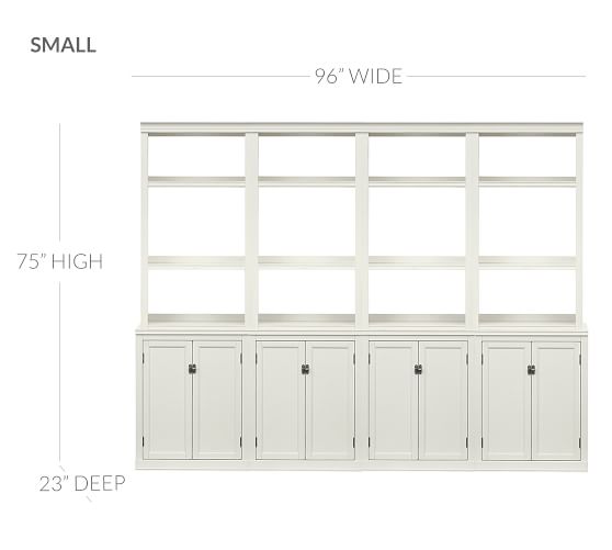 Logan Wall Bookcase With Doors, White Wall Unit Bookcases
