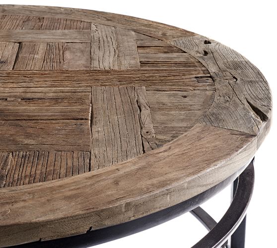 Parquet 36 Round Reclaimed Wood Coffee, Round Rustic Wooden Coffee Table