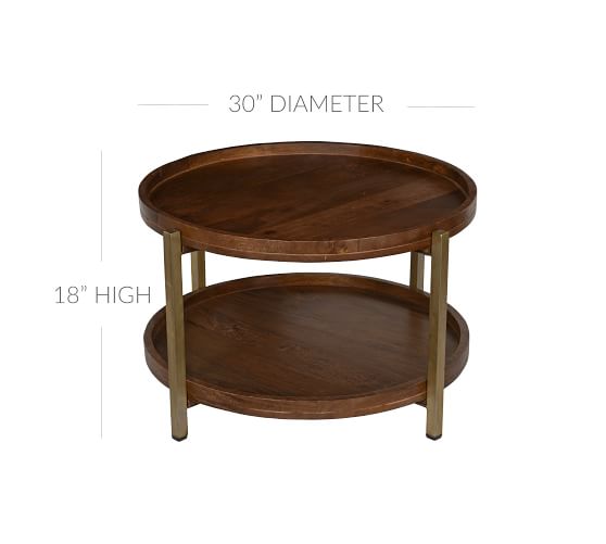 Bwood 32 Round Coffee Table, 30 Inch Round Coffee Table With Shelf